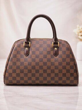 Authentic Louis Vuitton Ribera MM Damier Ebene Satchel Brown LV Handbag